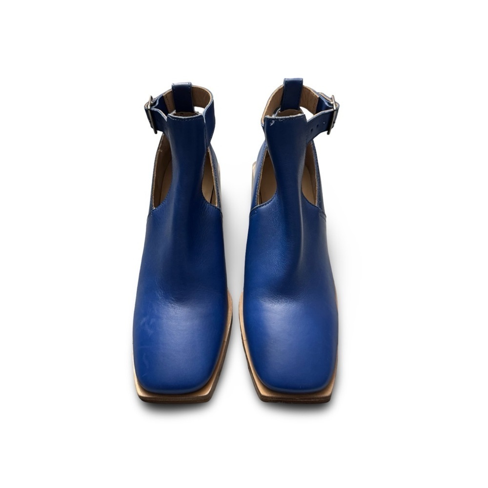 Free People Brady Blue Leather Ankle Boots Size 37 - Picture 2 of 16